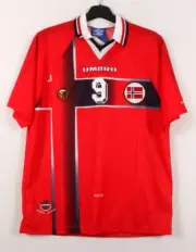 1997 NORWAY Home No.9 Ole Gunnar Solskjaer S/S 1998 WolrdCup Qualifying jersey