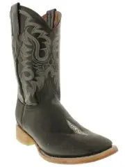 Mens Black Cowboy Boots Stingray Diamond Print Leather Western Square Toe Size 9