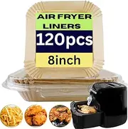120 PCS air Fryer Liners 8-Inch Square Air Fryer Parchment Paper – Non-Stick, Heat-Resistant, Disposable air Fryer Liners, and Food-Grade for Easy Cooking & Cleaning