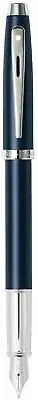 Sheaffer 100 Fountain Pen Matte Blue Medium Pt & Converter New In Box 9318-0
