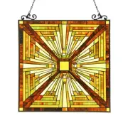 Stained Glass Tiffany Style Window Panel Mission Arts & Crafts Suncatcher Decor