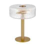 Sombor Clear Ribbed Glass Brass Table Lamp