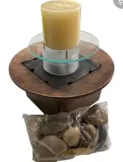 Avon Wellness Rock Waterfall Fountain With Candle Holder & Pebbles New in Box