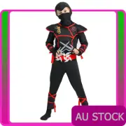 Child Stealth Black Ninja Costume Boys Kids Japanese Fighter Warrior Book Week