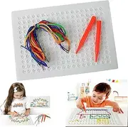 Velaire Stitch Board,Hread Board for Kids,Stitchboard Sensory Threading Board,DIY Children's String Weaving Drawing Board,Weaving Stitch Drawing Kit with Colored Ropes, Enhance Fine Motor Skills (1 Set)