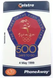 4th May 1999 Telstra PhoneAway "500 Days To Go, Sydney Olympics" $20 Card.