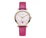 Minnie Leather Fashion Trend Macaron Quartz Watch Waterproof Big Round Watch Suitable for Women-Red