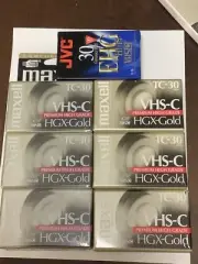 7 Maxell /JVC Camcorder Video Tapes VHS-C TC-30 HGX Gold Premium High Grade NEW