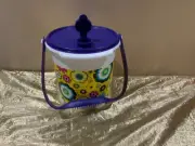 New UNIQUE Beautiful Round Tupperware Bucket/Container 5L Bright Flower Theme