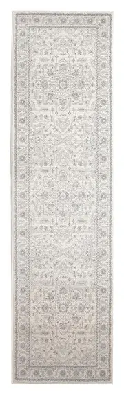 Awaken Ivory Grey Flower Medallion Transitional Hallway Runner