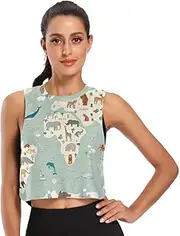 [Joisal] Painted Cat Colorful Workout Tank Tops Women Quick Dry Yoga Running Gym Womens Exercise Tops
