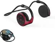 Wireless Bluetooth Headphones On-Ear, Lightweight Foldable HiFi Sport Earphones, Support TF Card & FM Radio, Wireless MP3 Player Stereo Headset for Running Cycling Driving Fitness Red