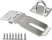 2 Pcs Door Lock Clasp, 3inch Door Hasp Latch Lock, Stainless Steel Padlock Latch, Door Gate Lock Hasp with Screws for Wooden Case, Drawer, Toolboxes, Cabinet Boxes (Silver)
