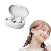 Wireless Bluetooth Earbuds with LED Display Touch Control and Charging Case-White