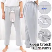 Open Crotch Care Pants Fleece Adult Elderly Urinary Incontinence Care Trousers