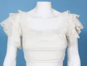 New AMERICAN EAGLE OUTFITTERS Cream Ruffle Crop Peasant Top sz S NWT /277