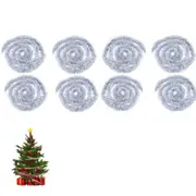 8Pcs Christmas Tinsel Garland Shiny Hanging Twist Garland for Christmas Tree Wedding Party Decorations-Silver