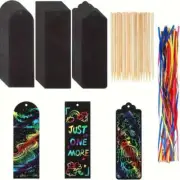 48pcs Magic Scratch Art Bookmarks - Rainbow Scratch Paper Art ~ 3 Styles BK16