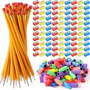 Janlaugh 1200 Pcs School Supplies Bulk for Kids Include Pre-sharpened Pencils Top Erasers and Pencil Sharpeners, 2 HB Pencil Mini Handheld Sharpener for Kids Goodie Bags, Classroom Prizes