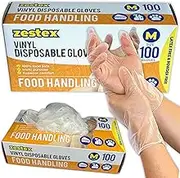 Zestex Food Handling, Latex-free & Powder-free, Food Safe Multi Purpose Disposable Glove, Clear, Medium, Case/100