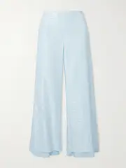 [Jil Sander] Jil Sander - Cropped Floral-jacquard Flared Pants - Light blue - FR 40 FR 40 Blue
