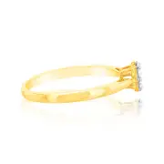 9ct Yellow Gold 1/5 Carat Diamond Flower Shaped Ring, Q
