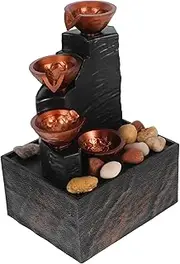 Alasum 1 Set Indoor Waterfall Fountain with Natural Pebbles Compact Tabletop Water Feature for Home Office and Bedroom Decor Soothing LED Lighted Waterfall Ornament for Small Spaces