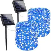 2-Pack 80FT 200 LED Solar String Lights Outdoor,Waterproof Solar Fairy Lights with 8 Lighting Modes,Solar Outdoor Lights (Blue)