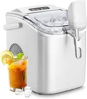 ADVWIN Ice Maker Countertop, Portable Ice Maker Machine with Handle, Self-Cleaning Ice Makers, 12KG/24H, with ice Scoop and Basket, for Home/Office/Kitchen, White