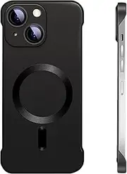 RUNGOS for iPhone 14 Plus Case MagSafe, with Camera Lens Protector (Bare Metal Feel) [Strong Magnetic] [Slim Borderless] Shockproof Case for iPhone 14 Plus Phone Case, MagSafe Cover 6.7'' 2022, Black