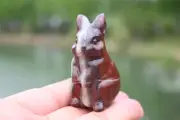 2'' Natural Red Zebra stone Rabbit hand carved reiki Crystal skull decor gift 1x