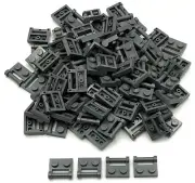 Lego 100 New Dark Bluish Gray Plates Modified 1 x 2 Bar Handles on Sides Parts