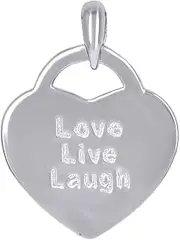 [JewelryWeb] 925 Sterling Silver Womens Love Live Laugh Heart Charm Pendant Necklace 22.8x17.2mm Wide-Pendant for Women