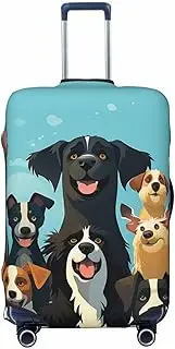 [LHDGBNV] A Large Group Of Dogs Travel Luggage Cover Suitcase Protector Washable Elastic Suitcase Cover Anti-Scratch Luggage Protector Travel Suitcase Baggage Cover Fits 18-32 Inch Suitcase, Black