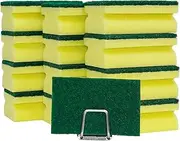 NESTY Sponges, Eco Non-Scratch Sponges Scrub Pads, Sponges for Cleaning Kitchen and Dish Cleaning,12 Scrubbing Sponges+ Draining Rack