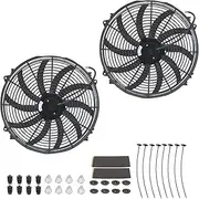 16" 12V 120W Slim Universal Electric Radiator Assembly Kit Black