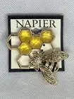New Napier Gold Tone Honeycomb and Bee Pin