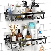 Generic Shower Caddy Shelf Organizer Rack, Self Adhesive Black Bathroom Shelves Basket, Home Farmhouse Wall Shower Inside Organization and Storage Decor Rv Accessories, First Apartment Essentials