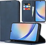 [Cavor] for Samsung Galaxy A34 5G Case Cowhide Pattern PU Leather Cases Flip Magnetic Kickstand Book Wallet Cover Phone Case with Card Slots(6.6") -Navy Blue