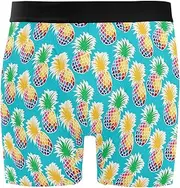[ZZXXB] Pineapple Mermaid Scale Print Mens Boxer Briefs Stretch Breathable Underwear Fly Front with Pouch S-XXL
