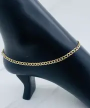 10k Gold Ankle Bracelet 10" Cuban Curb - Tobillera oro