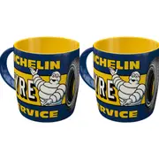 2PK Nostalgic-Art Ceramic Coffee/Tea/Water Mug Michelin Tyre Service 9x9cm Blue