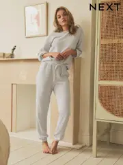 Grey Cosy Waffle Long Sleeve Pyjamas (B34692) | $33