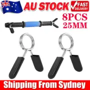 8PCS 25mm Barbell Bar Clamp Spring Collar Clips Gym Weight Dumbbell Lock Lift AU