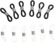 LOLIPPYY 12Pcs Non Slip Rubber Ring Eyeglass Cord Connectors White Black Durable DIY Accessories for Customizing Glasses Holders Easy to Install Wearproof