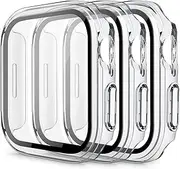 [3 Pack]Hard PC Case for Apple Watch Screen Protector SE Series 6 Series 5 Series 4 44mm with Tempered Glass Screen Protector, Full Hard Ultra-Thin Scratch Resistant Bumper Protective Cover for Apple Watch SE& Series 6 & Series 5& Series 4 44mm