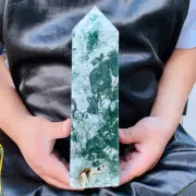 4.62LB Natural Water grass agate Obelisk Quartz Tower Crystal Wand Point Healing