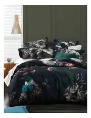 [M.M Linen] Tui Blossom Quilt Cover Set In Black