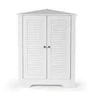 Costway Home Office Storage Cabinet 3 Tier Corner Cupboard w/ Height-Adjustable Shelf White