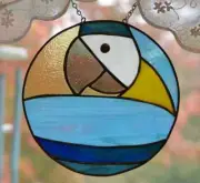 Handmade One of a Kind Stained Glass Blue Macaw Parrot Exotic Bird Hyacinth